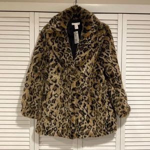 H&M Faux Fur Cheetah Print Coat, NWT